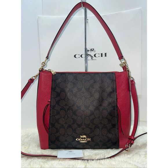 ➡️Coach Marlon Shoulder/Crossbody Handbag Sig Canvas Pebbled Leather F79993 $428